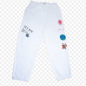 Women's White Graphic Sweatpants